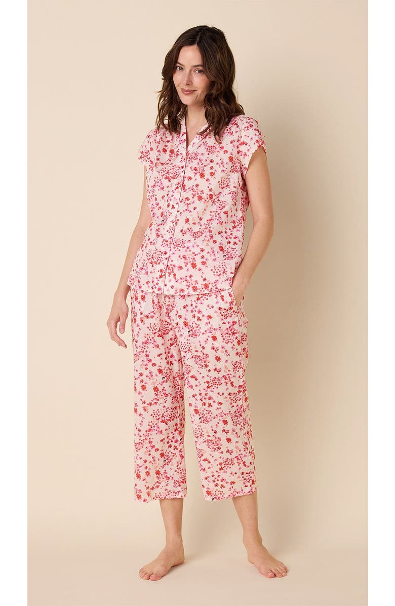 The Cat's Pajamas Lightweight Cropped Pajama Set, Main, color, Petite Rosette