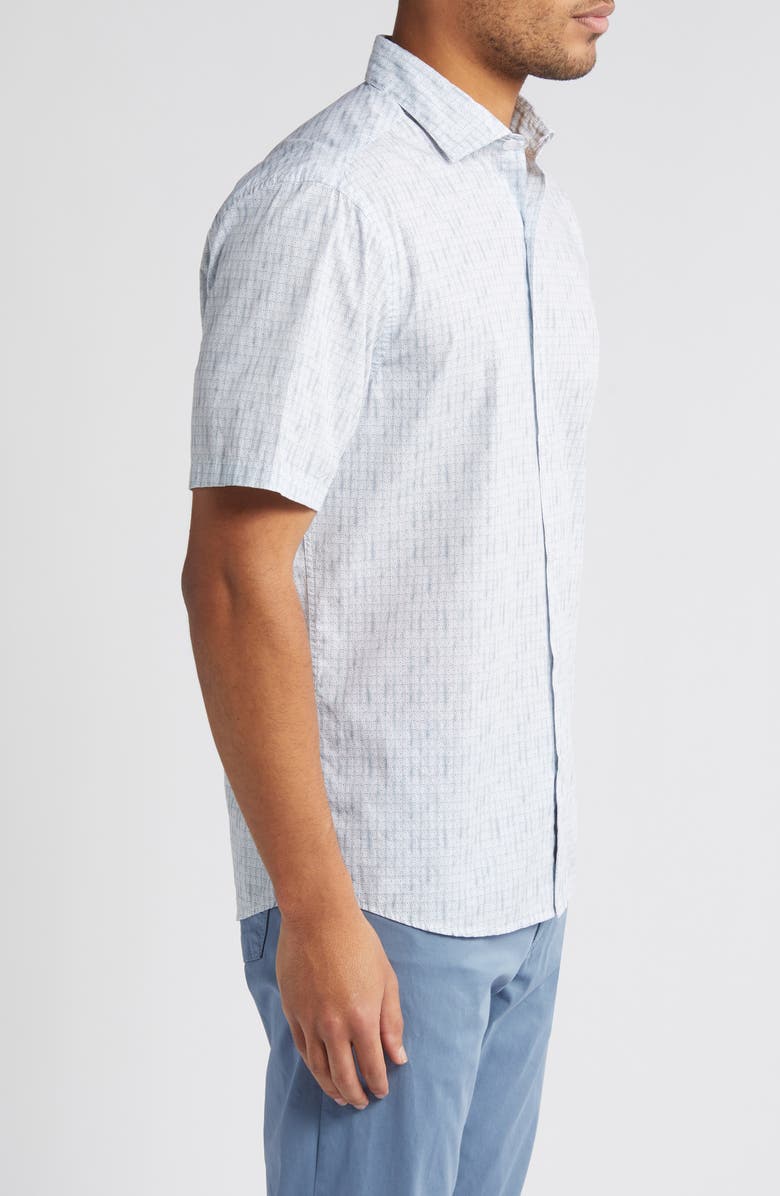 Robert Barakett Slim Fit Dot Print Short Sleeve Cotton Button-Up Shirt, Alternate, color, 