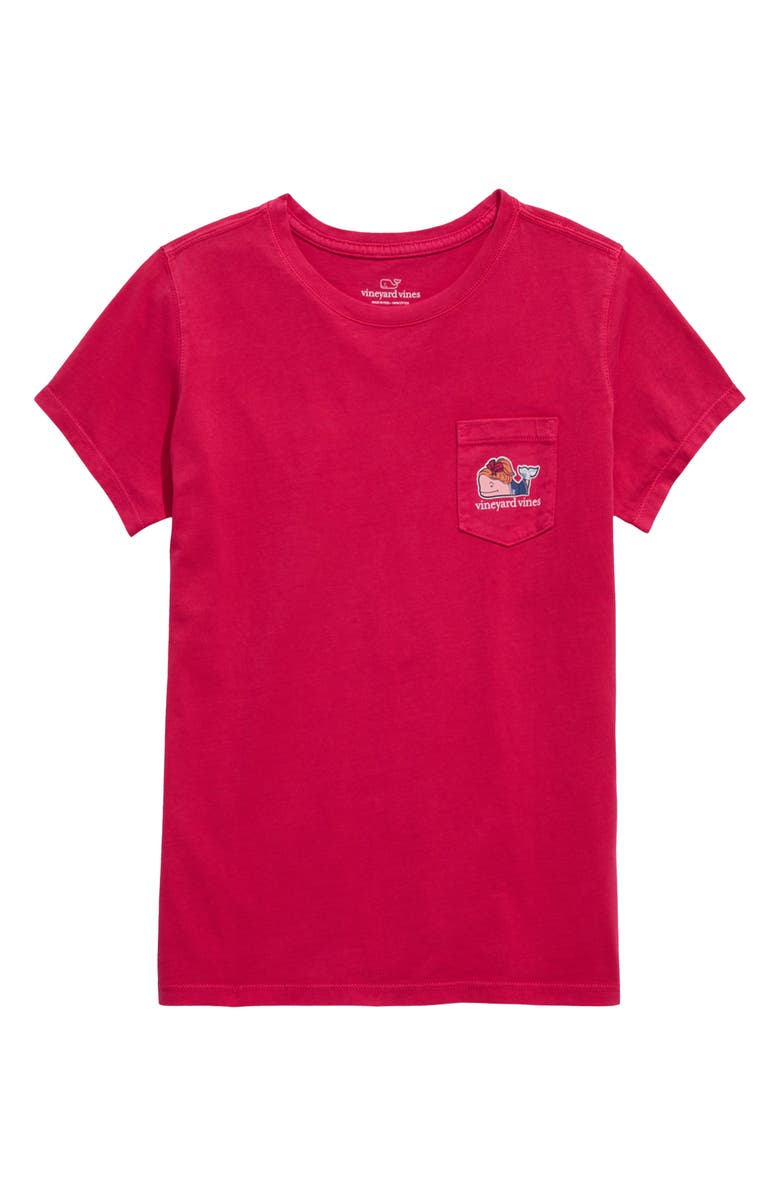 vineyard vines Kids' Cheerleader Whale Cotton Graphic Pocket T-Shirt, Main, color, Charm Pink