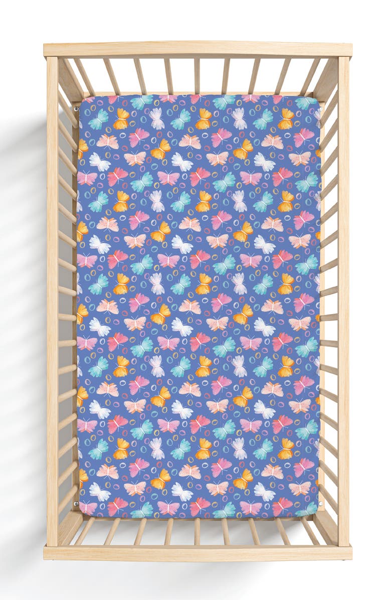 Laree + Co Korrie Crib Sheet, Main, color, Butterflies