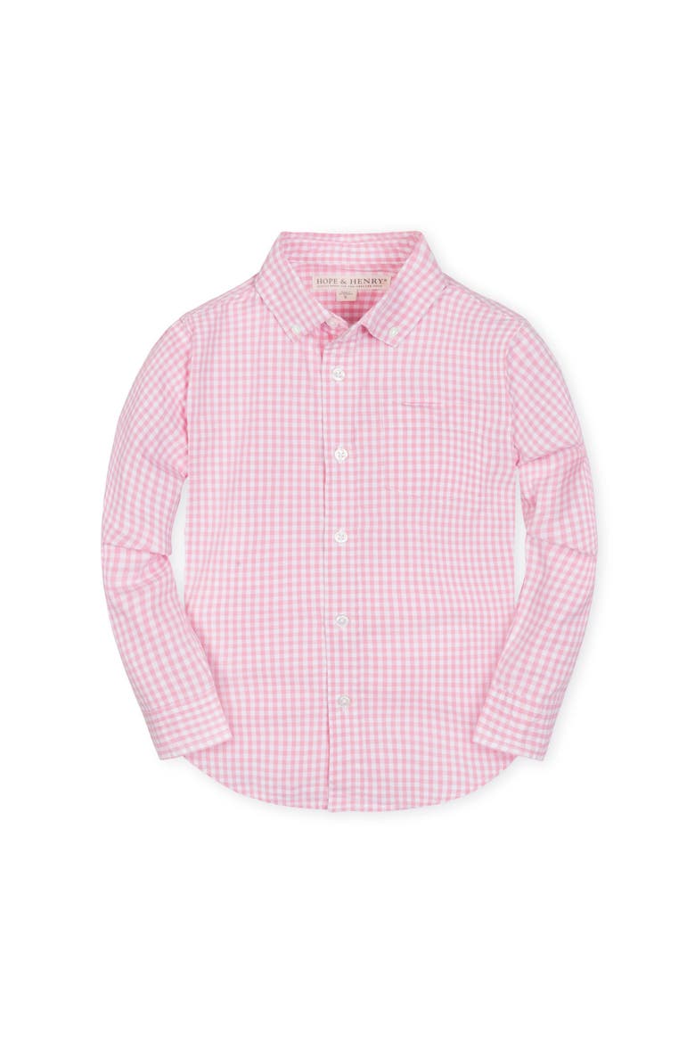 Baby Boys' Organic Stretch Poplin Shirt, Infant, Alternate, color, Classic Pink Gingham