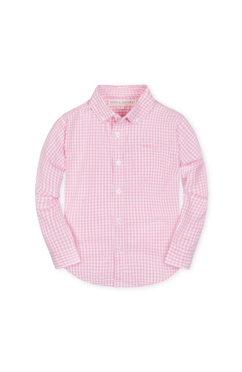 Hope & Henry Baby Boys' Organic Stretch Poplin Shirt, Infant, Alternate, color, Classic Pink Gingham