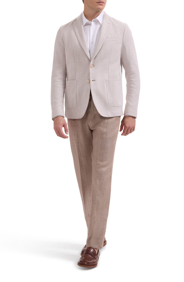 Bugatchi Tan Herringbone Knit Cotton Blend Sport Coat, Alternate, color, Sand