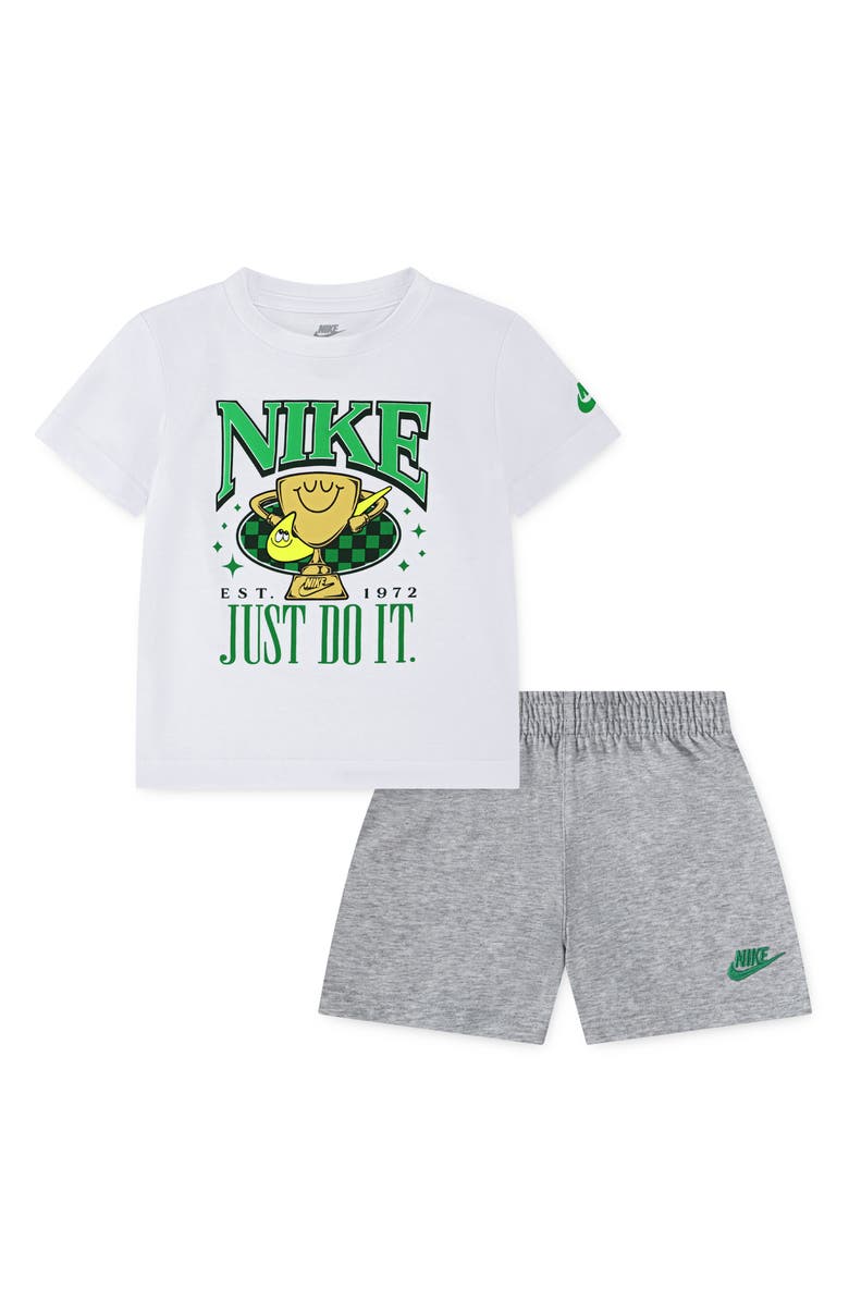 Nike Graphic T-Shirt & Shorts Set, Main, color, Light Smoke Grey Heather