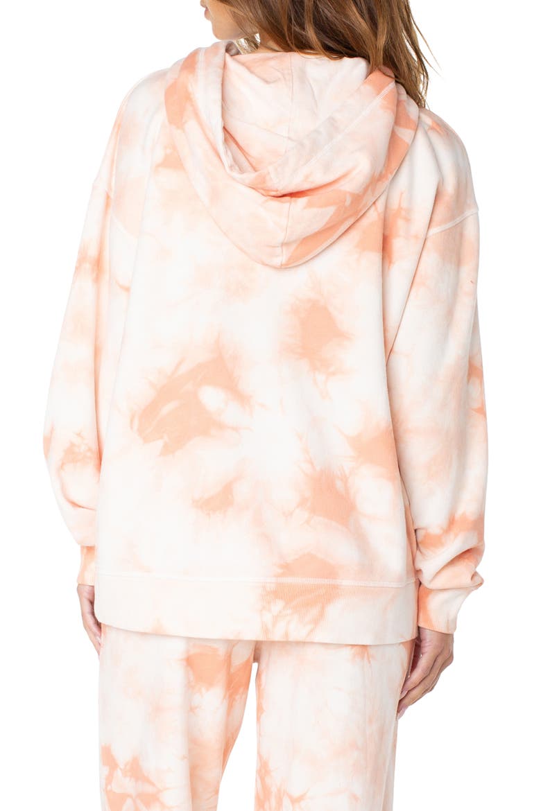 Maile Tie Dye Cotton Blend Hoodie, Alternate, color, CORAL PINK