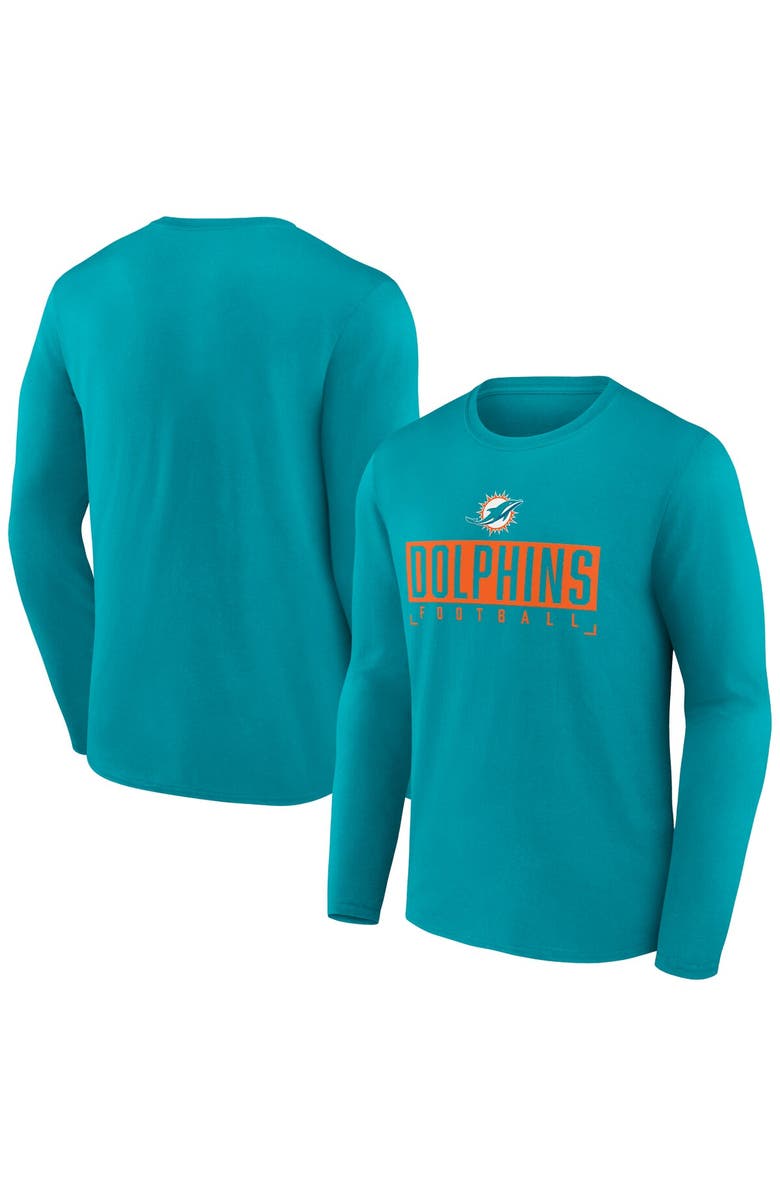 FANATICS Men's Fanatics Branded Aqua Miami Dolphins Big & Tall Wordmark Long Sleeve T-Shirt, Main, color,