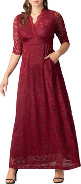 Kiyonna Maria Lace A-Line Evening Gown with Pockets