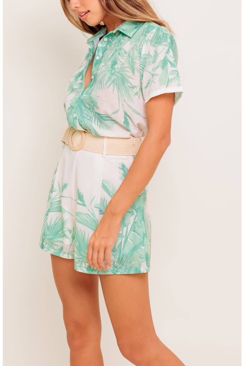 Printed Shirt & Shorts Set, Alternate, color, IVORY SAGE