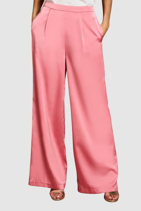 Satin Wide-Leg Flare Trousers