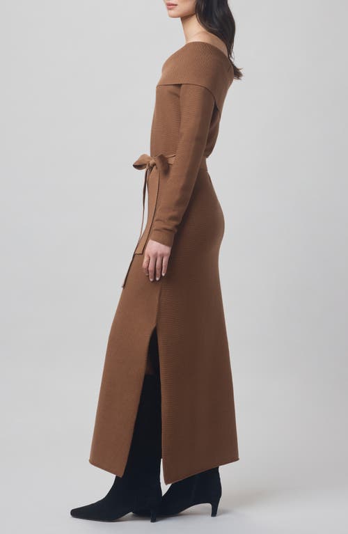 Splendid X @cellajaneblog Over The Shoulder Sweater Dress In Brown