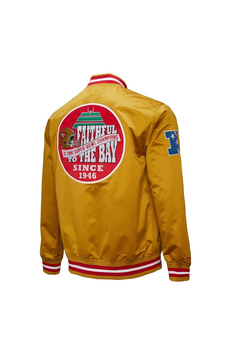 Mitchell & Ness Men's Mitchell & Ness Gold San Francisco 49ers Double Down Satin Full-Snap Jacket, Alternate, color, Gold