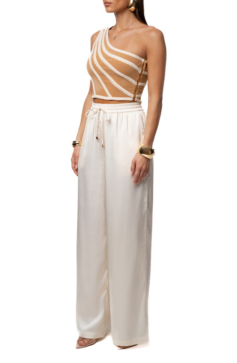 JLUXLABEL Braided One-Shoulder Crop Top, Alternate, color, Ivory