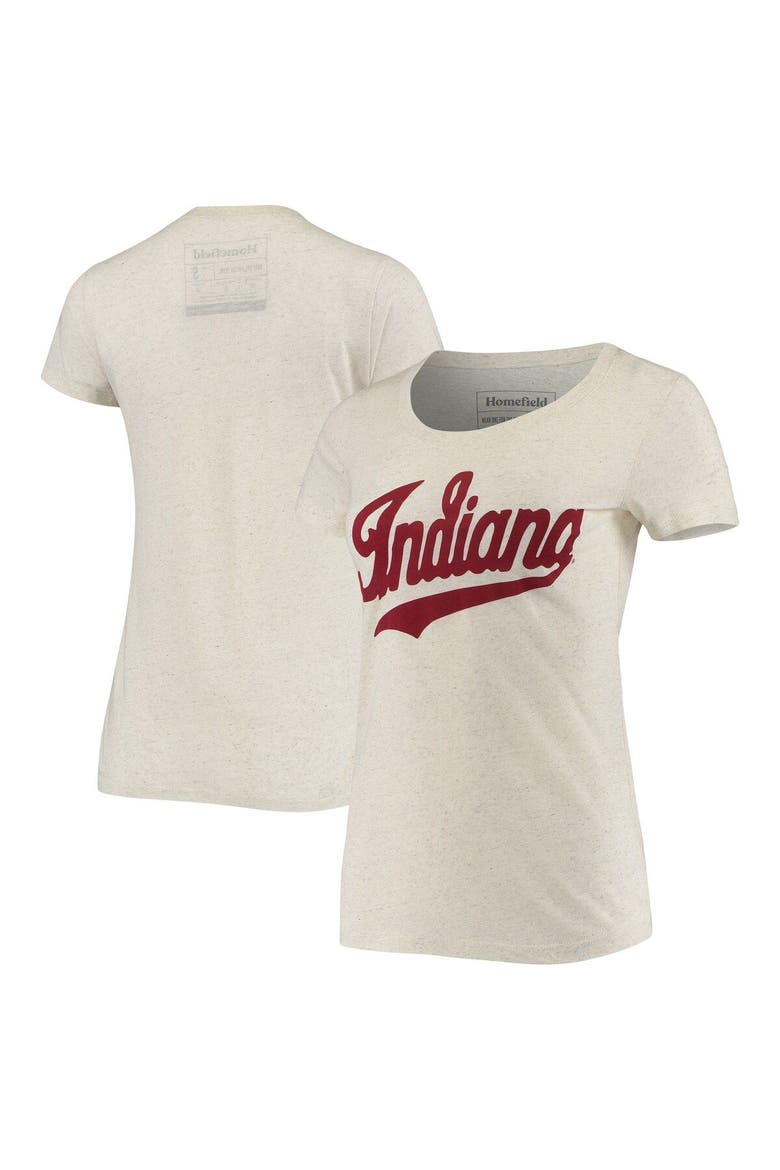 Women's Homefield Heathered Oatmeal Indiana Hoosiers Vintage Script Tri-Blend T-Shirt, Main, color, Oatmeal