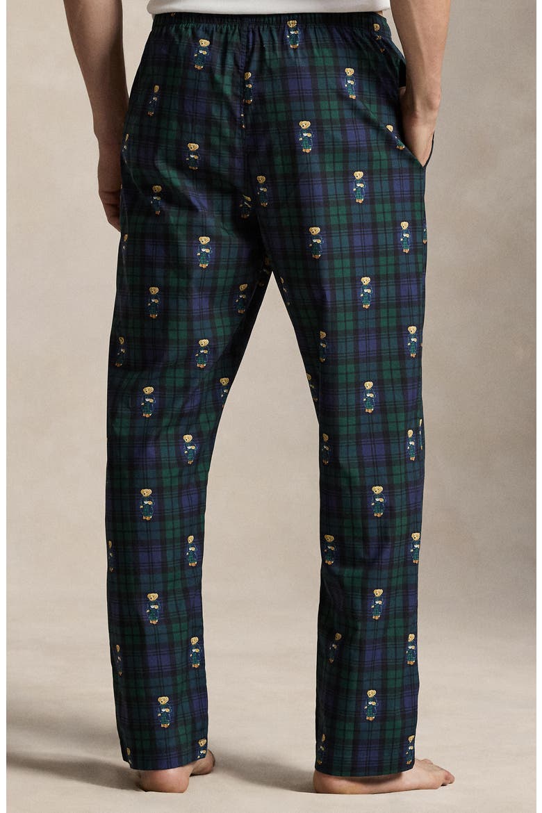 Polo Bear Plaid Pajama Pants, Alternate, color, MORNING ROBE BEAR ON BLACK
