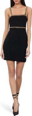 Alice + Olivia Kelly Chain Detail Bouclé Tweed Minidress
