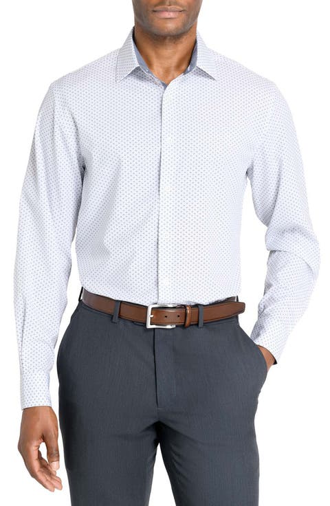 Slim Fit Dash Print Performance Dress Shirt