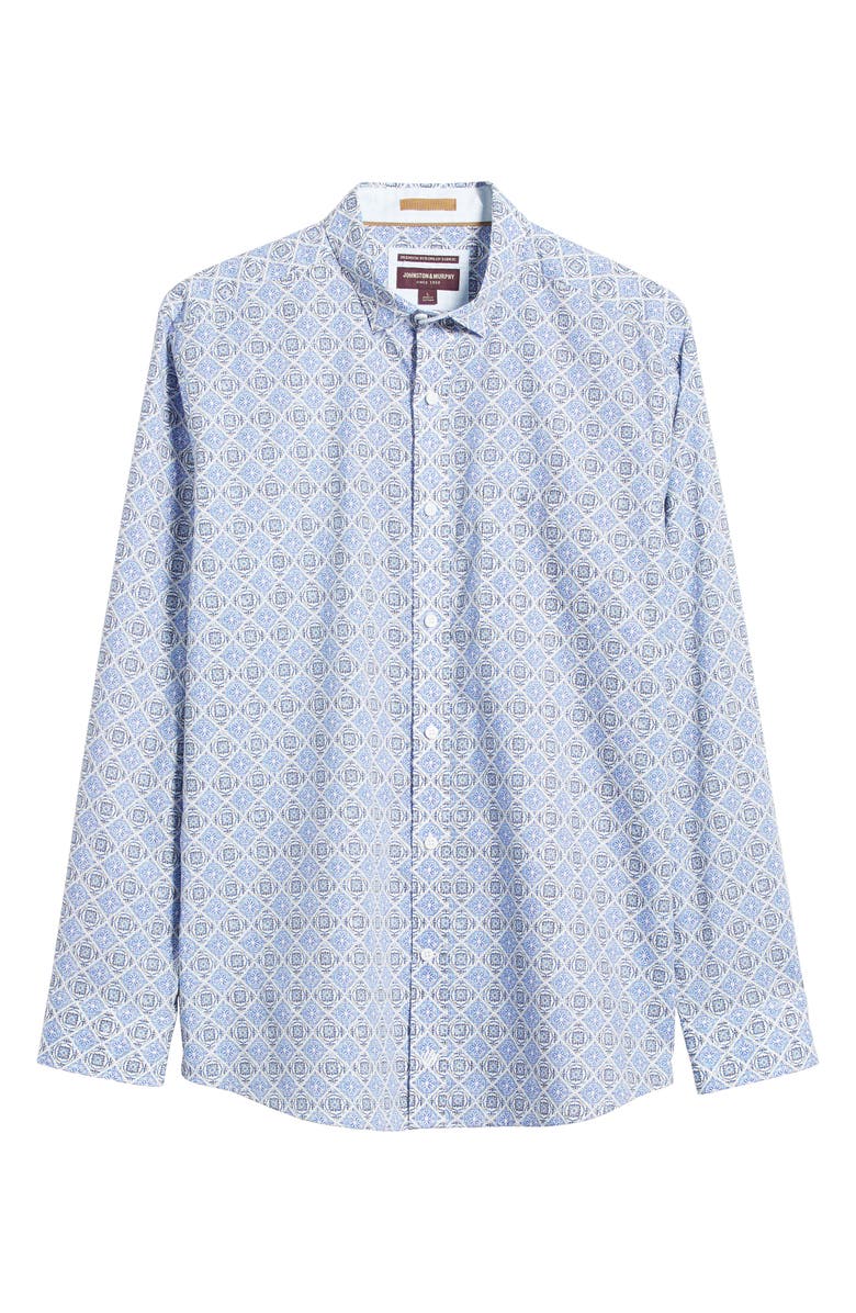 Johnston & Murphy Mosaic Print Cotton Button-Up Shirt, Alternate, color, 