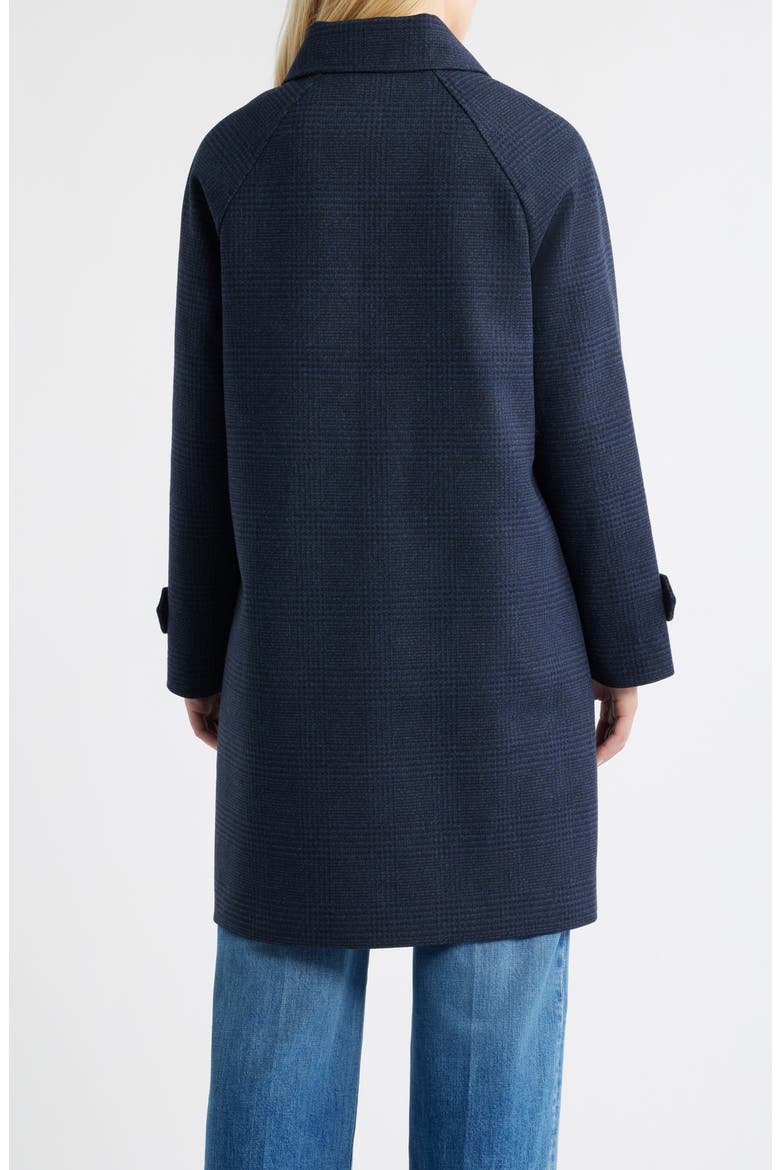 Plaid Slim Balmacaan Coat, Alternate, color, NAVY