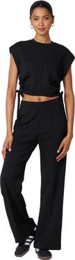 Rebody Active Madison Pintuck Wide Leg Scuba Knit Pant 30"