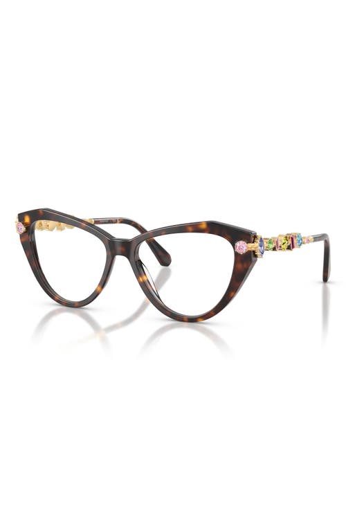 Swarovski 53mm Cat Eye Optical Glasses In Havana/demo Lens