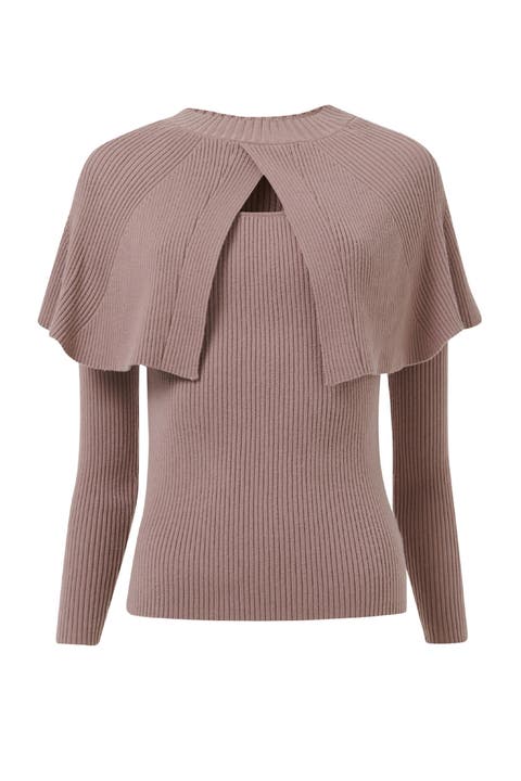 Cape Detail Fitted Sweater