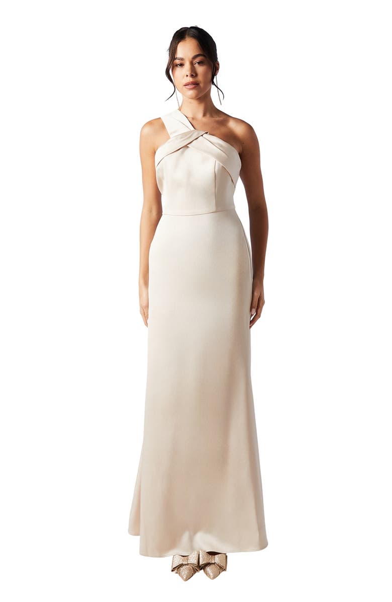 Coast Asymmetric Neck Maxi Dress, Main, color, Champagne