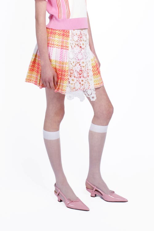 Shop Anna Sui Capri Plaid Kilt Skirt In Lemon Multi