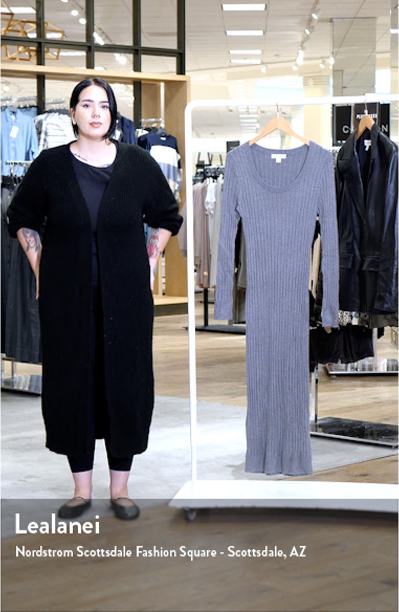 Scoop Neck Long Sleeves Rib Sweater Dress, sales video thumbnail