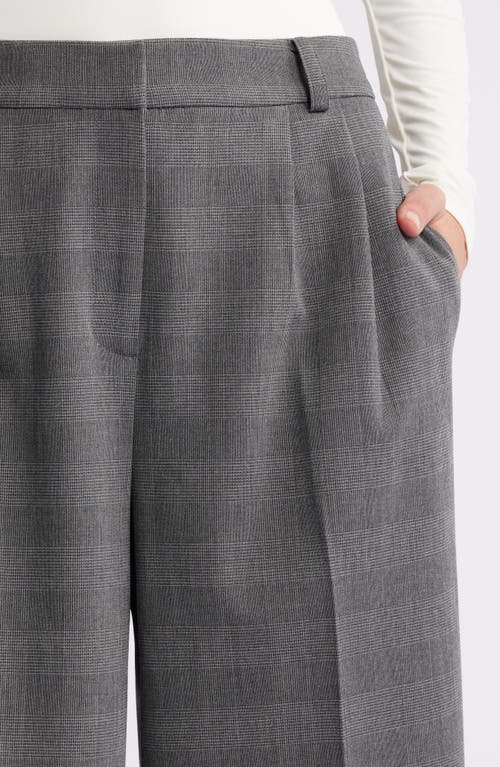 Open Edit Plaid Wide Leg Pants In Grey Glen Plaid