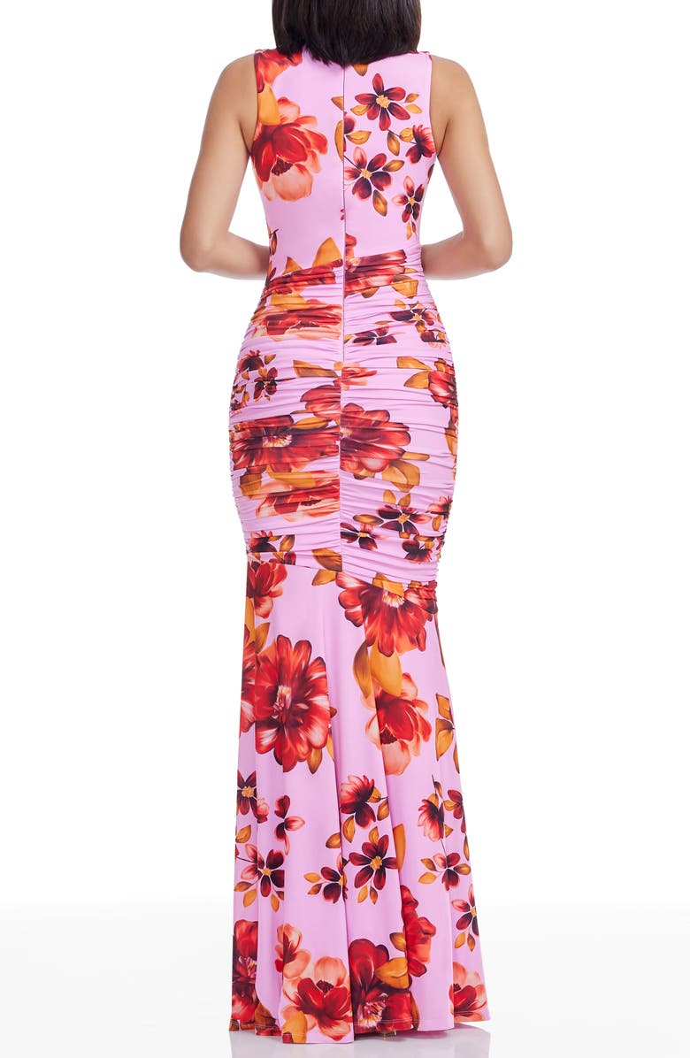 Dress the Population Violetta Floral Print Sleeveless Gown, Alternate, color, Bright Rose Multi
