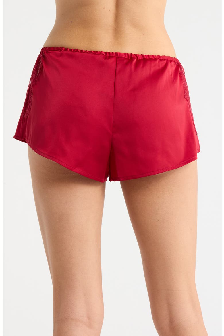 Confidence Eyelash Lace Trim Satin Shorts, Alternate, color, RED