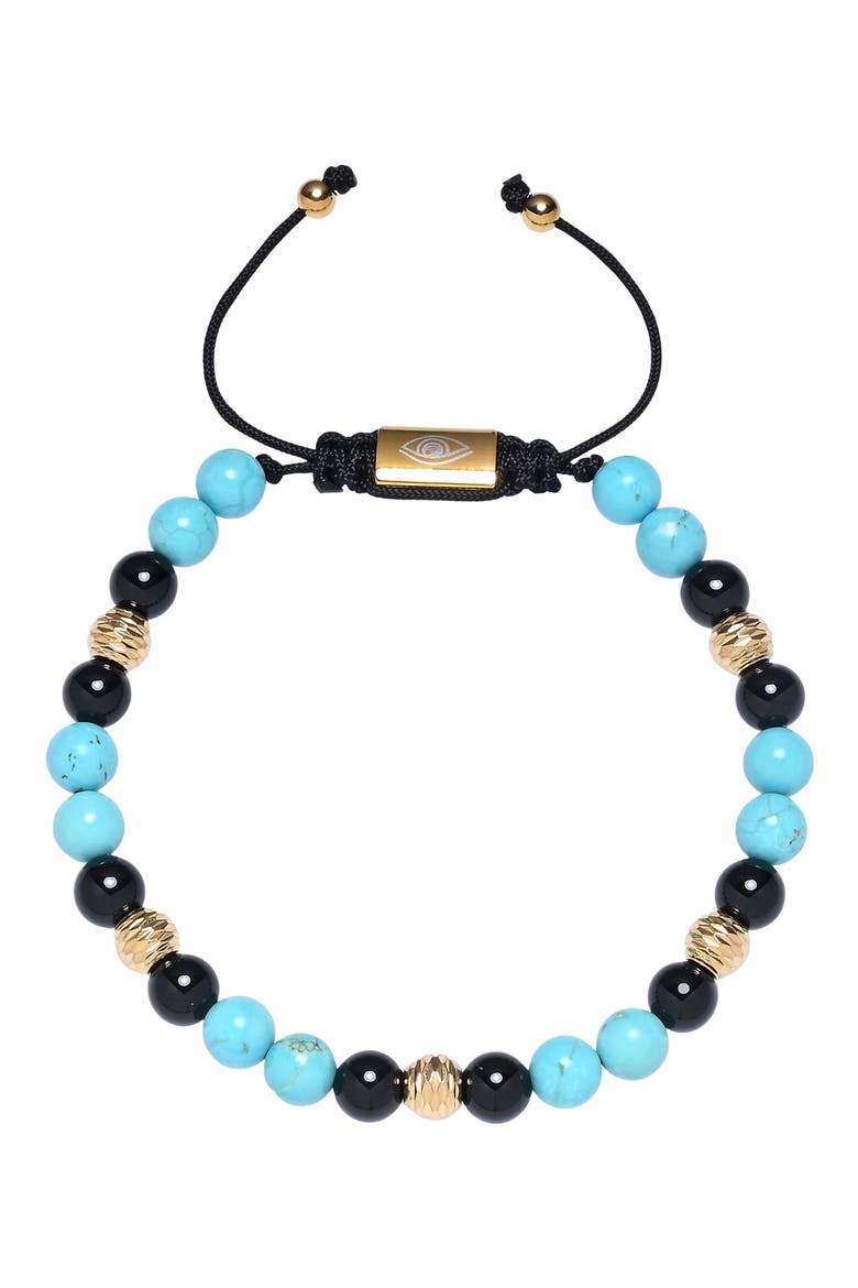 Ethan Agate Beaded Slider Bracelet, Main, color, TEAL