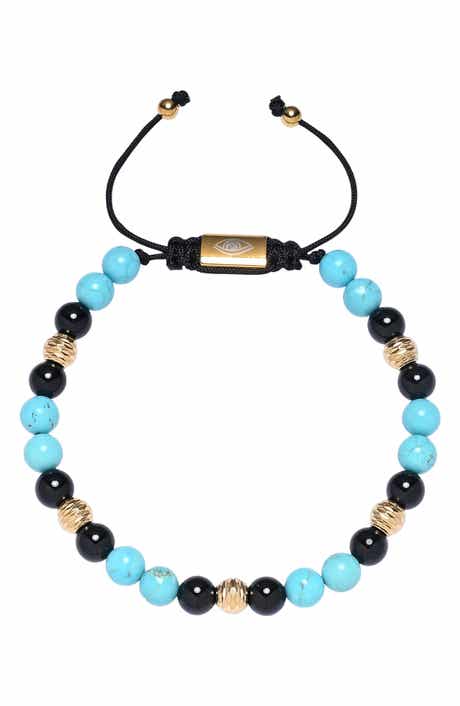 EYE CANDY LOS ANGELES Ethan Agate Beaded Slider Bracelet