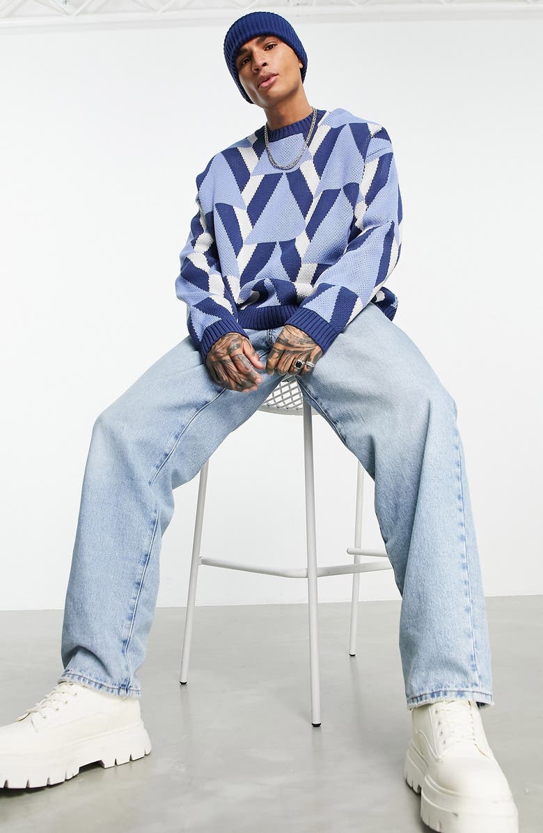 ASOS DESIGN Oversize Jacquard Sweater, Alternate, color, 