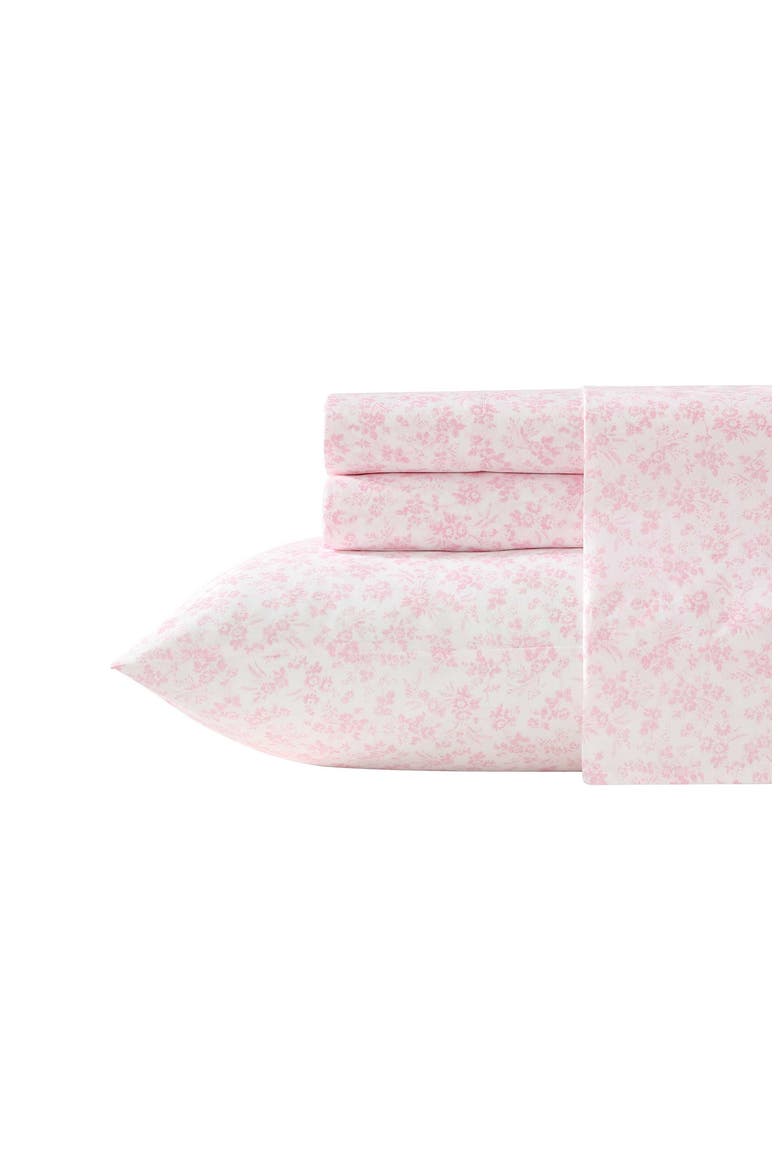 Floral Toile 200 Thread Count Cotton Percale Sheet Set, Main, color, LIGHT PINK