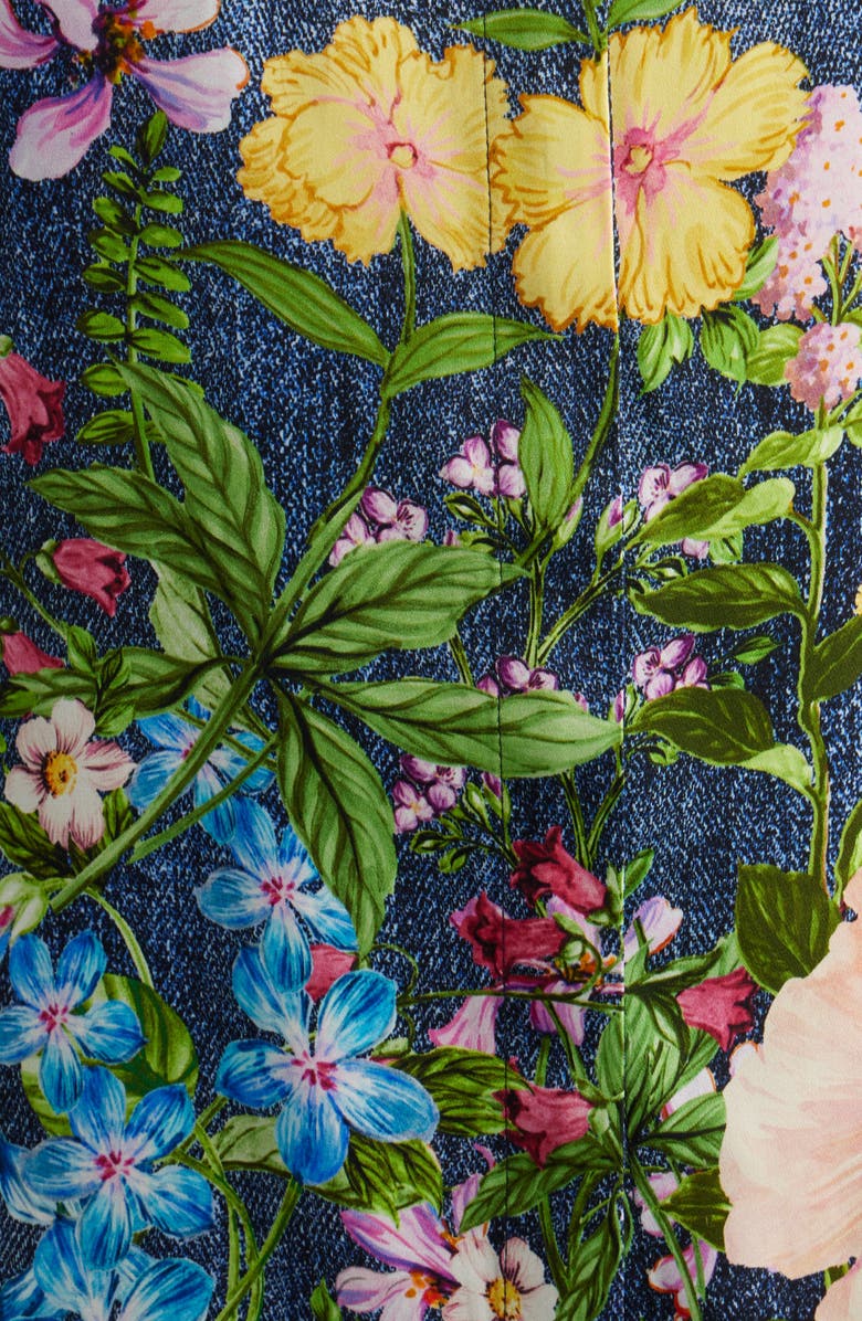 Elie Tahari The Johanna Garden Denim Silk Blend Shirt, Alternate, color, Denim Garden Print