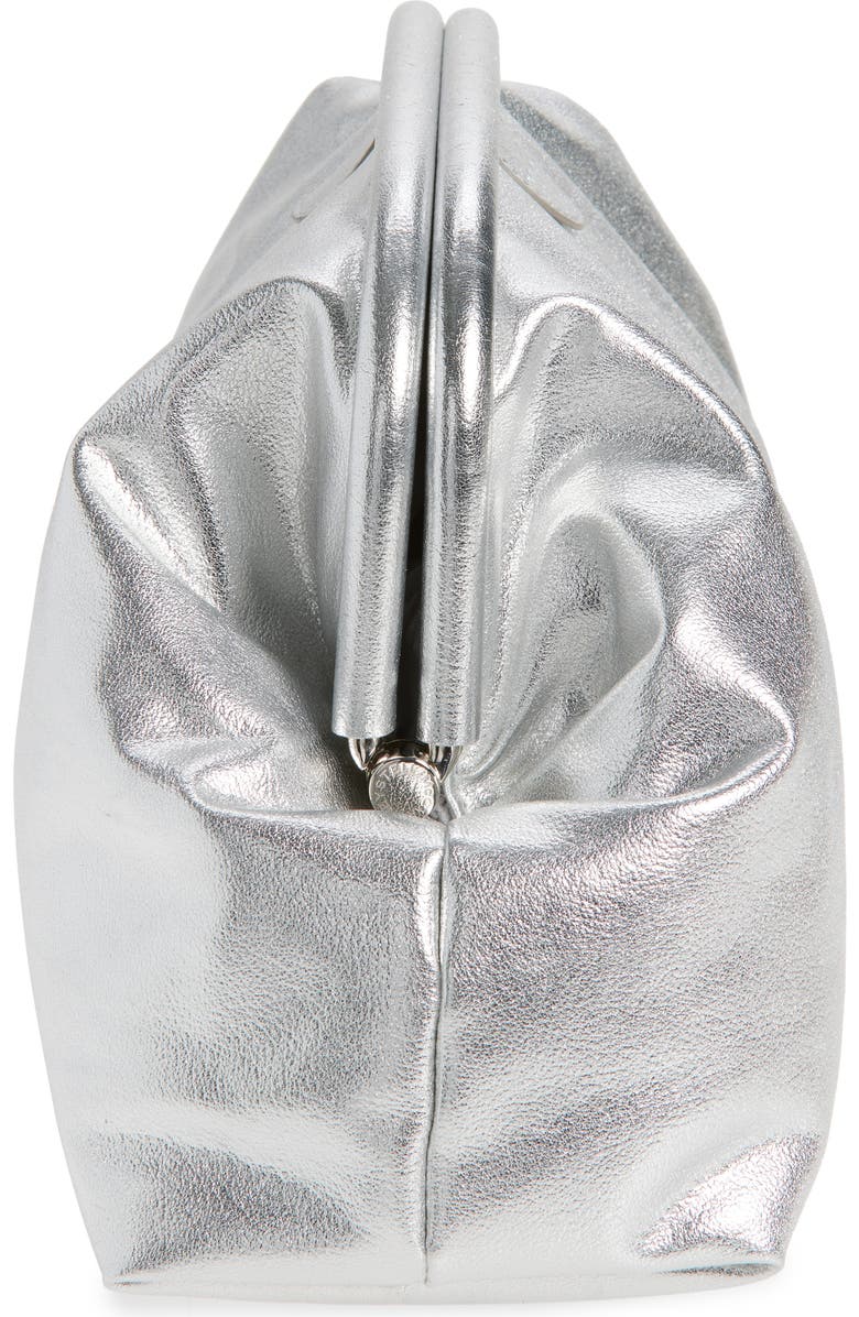 Stella McCartney Falabella Padded Metallic Soft Clutch with Chain, Alternate, color, Silver