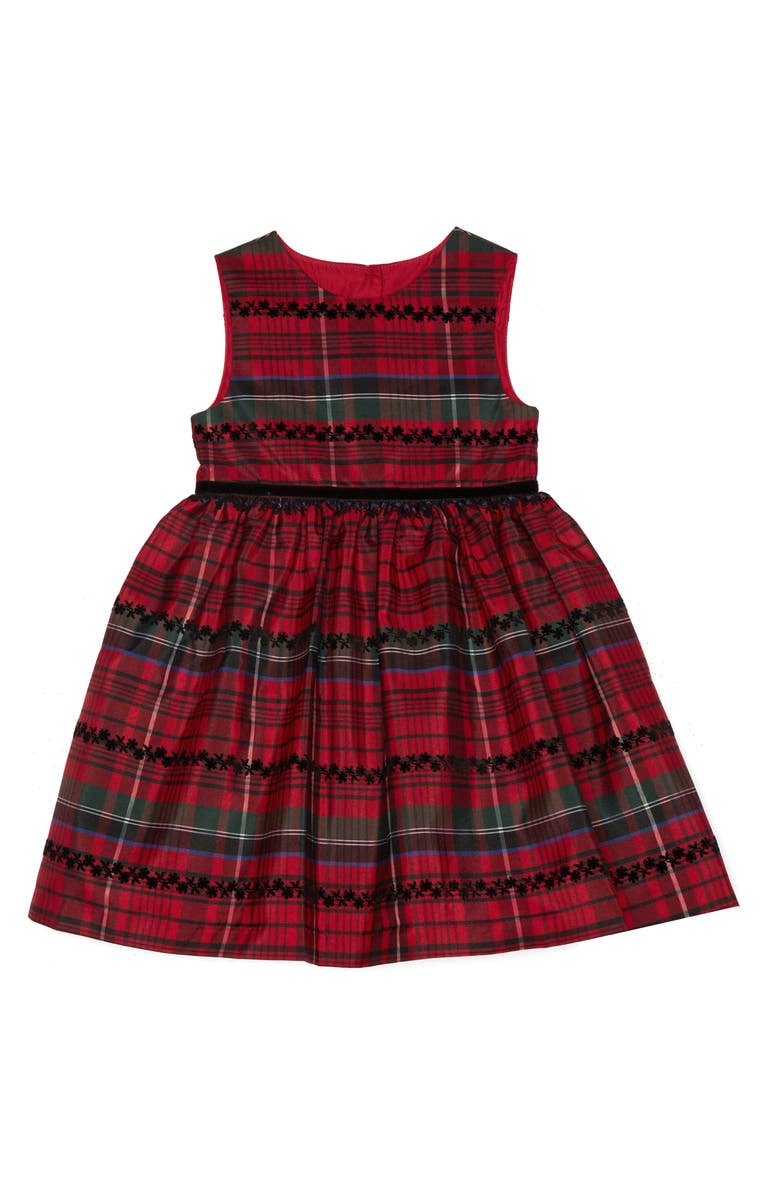 Pippa & Julie Kids' Velvet Cardigan & Plaid Dress Set, Alternate, color,