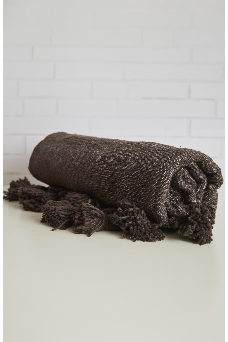 Moroccan Cotton Blanket, Alternate, color, Brown