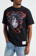 MEMORY LANE Medusa Cries Oversize Crystal Embellished Graphic T-Shirt