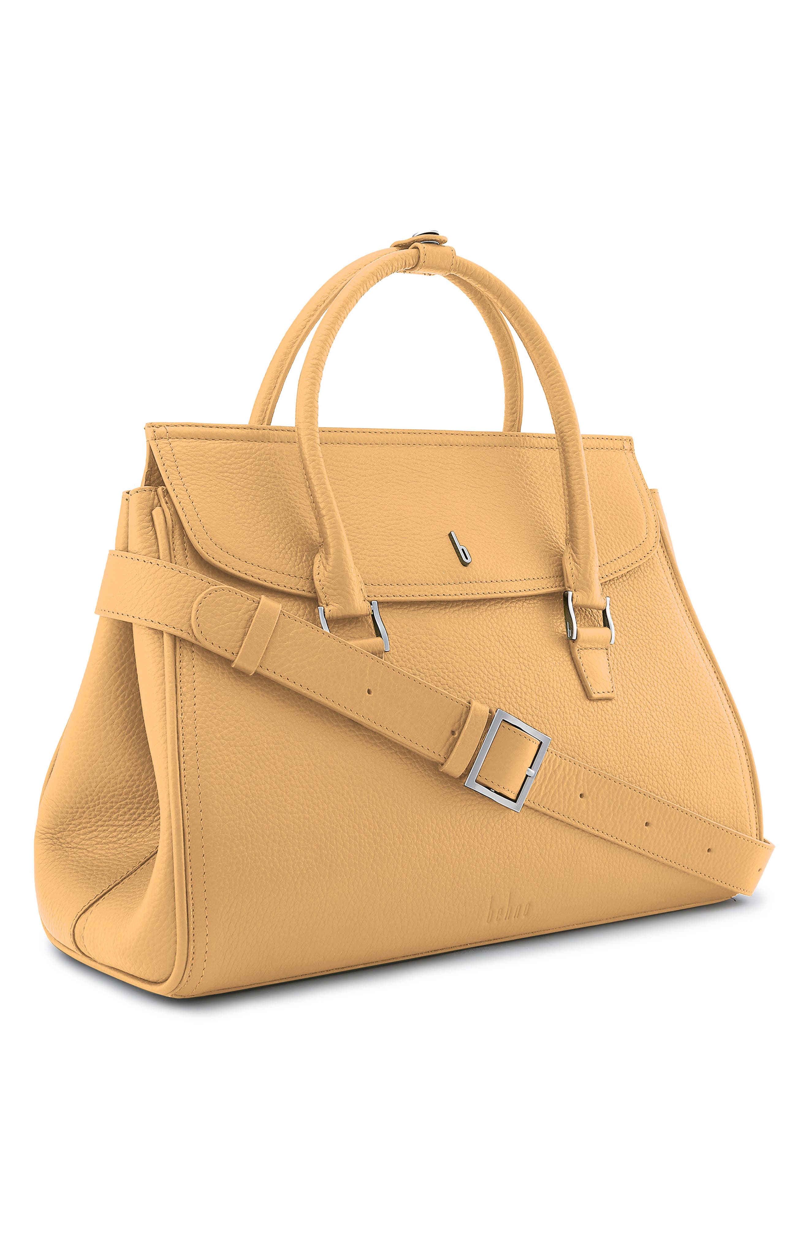 Large Coco Pebble Leather Satchel, Alternate, color, BISQUE