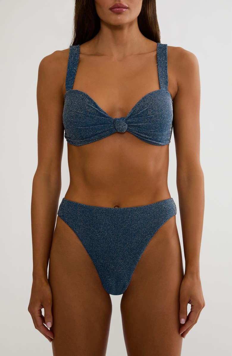 Beach Riot Amarie Metallic High Waist Bikini Bottoms, Alternate, color, Seashell Isle Shine