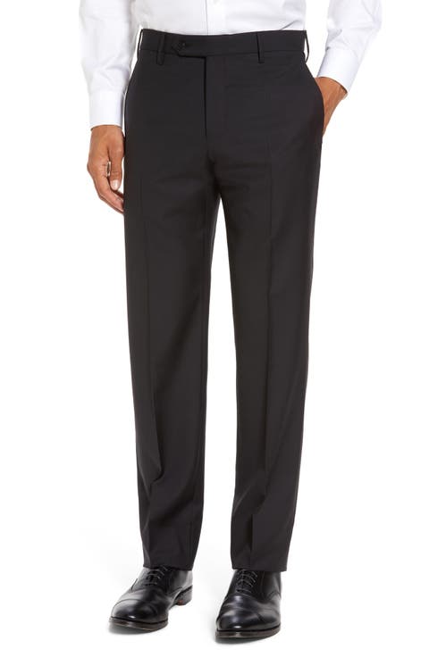 Parker Flat Front Sharkskin Wool Trousers