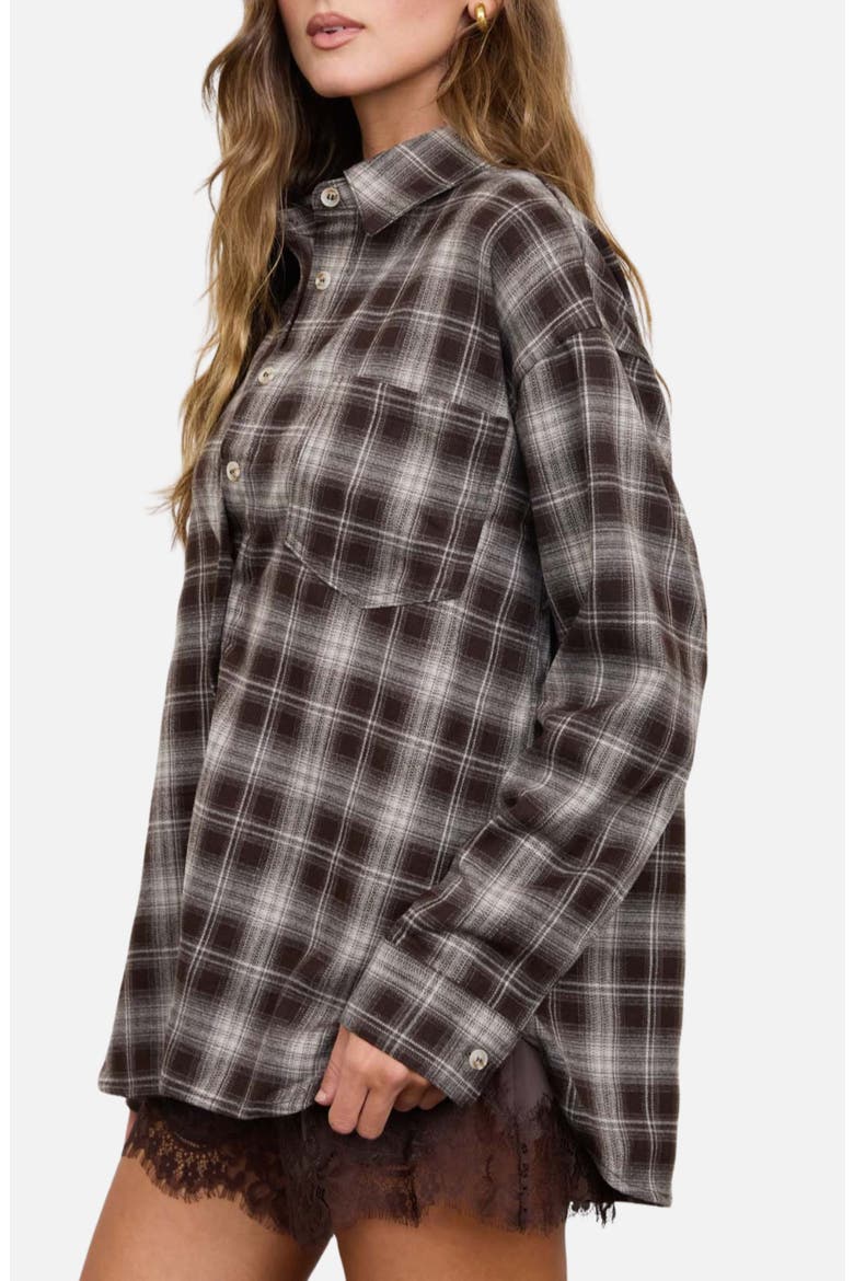 Plaid Long Sleeve Button Shirt, Alternate, color, CHOCOLATE BROWN