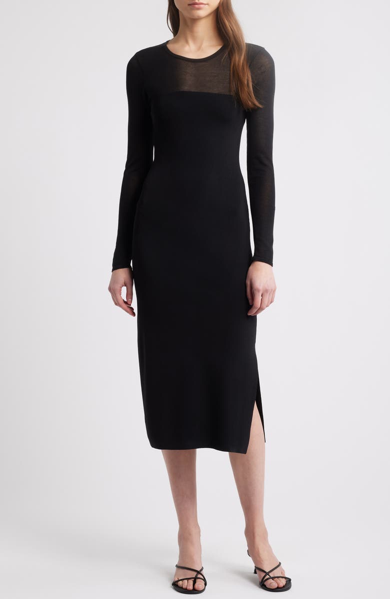 Rails Luz Sheer Yoke
Long Sleeve Midi Dress, Main, color,
