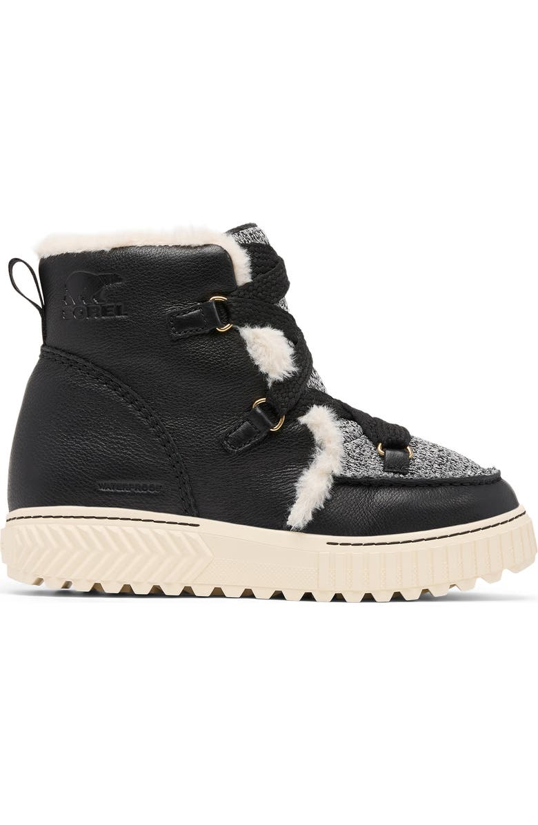 SOREL One Ave<sup>™</sup> Alpine Faux Fur Trim Waterproof Boot, Alternate, color, Black/ Chalk