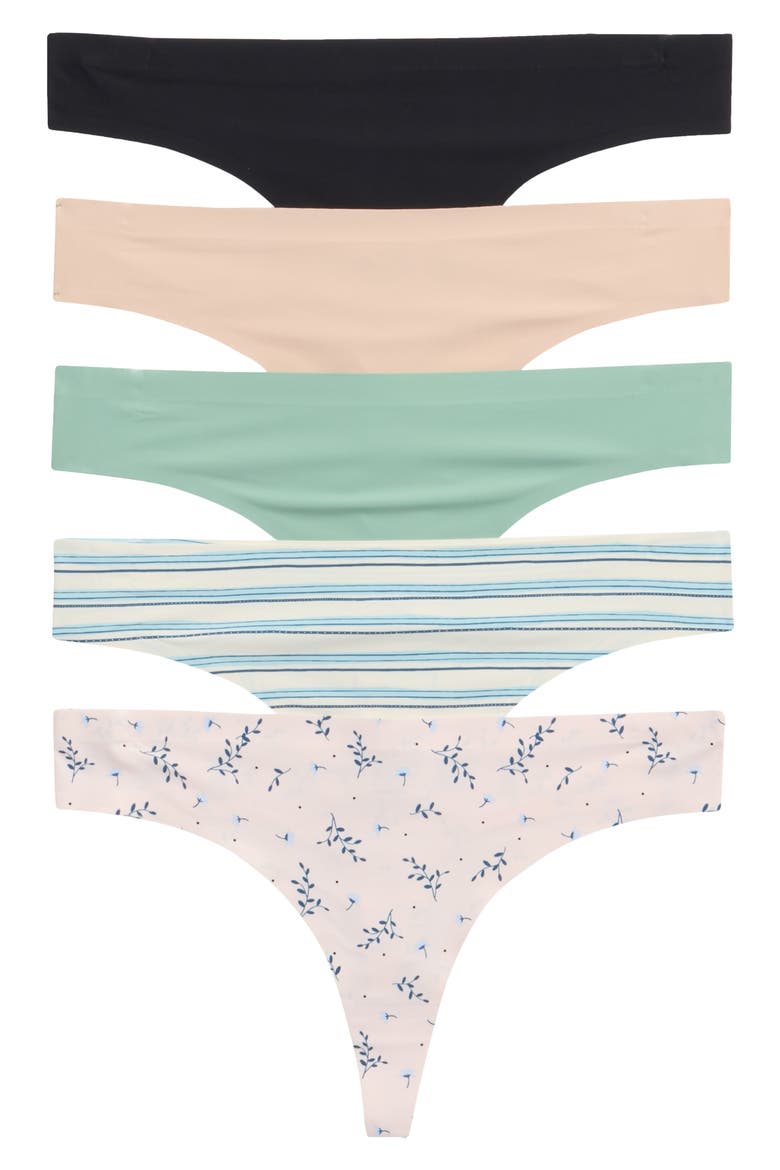 Sandra Assorted Thong - Pack of 5, Main, color, BASICS