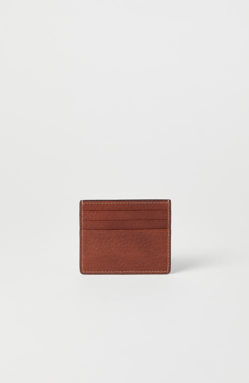 Brunello Cucinelli Calfskin Card Case In Copper