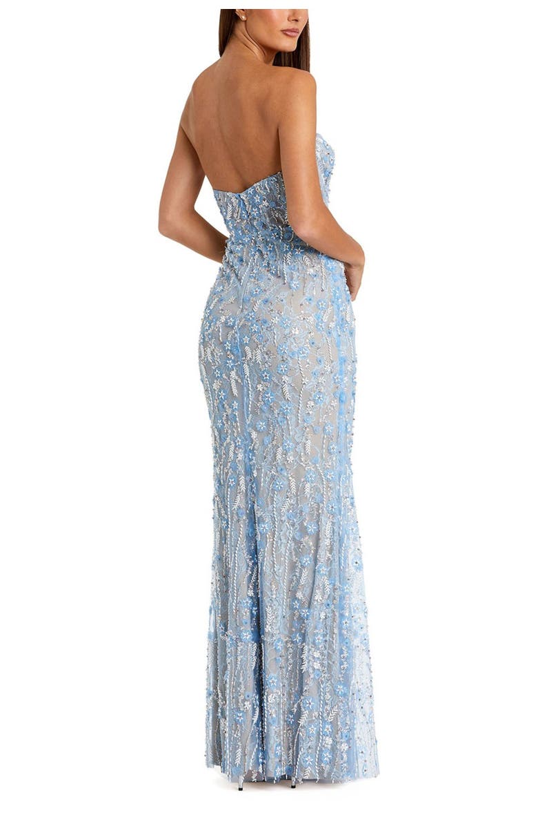 Mac Duggal Embellished Applique Strapless Bustier Gown, Alternate, color, Blue