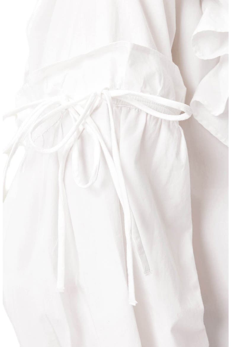 Lulu Ruffle Ruched Cotton Button-Up Shirt, Alternate, color, OPTIC WHITE
